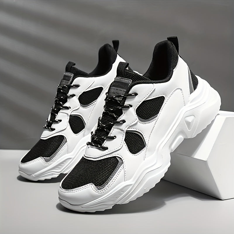[Scarpe da ginnastica traspiranti] Scarpe da ginnastica in mesh traspirante e spessa | Scarpe da ginnastica casual da uomo bianche e verde acqua con suola in EVA, design con lacci per tutte le stagioni
