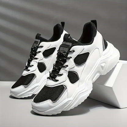 [Scarpe da ginnastica traspiranti] Scarpe da ginnastica in mesh traspirante e spessa | Scarpe da ginnastica casual da uomo bianche e verde acqua con suola in EVA, design con lacci per tutte le stagioni