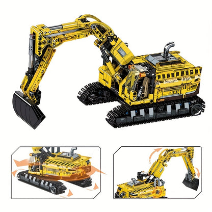 Set di blocchi per la costruzione di veicoli da costruzione UKBOO - Escavatore, bulldozer e gru per bambini e adulti - Colori misti