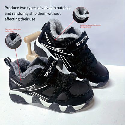 Boy's Trendy Snow Boots With Warm Plush Lining, Comfy Non Slip Casual Soft Sole Sneakers, Winter