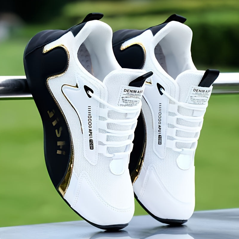 Men's Trendy Colour Block Running Shoes, Comfy Non Slip Breathable Lace Up Sneakers For Men's Outdoor Activities