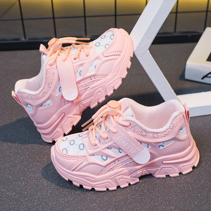 Sneakers alla moda per ragazze - Scarpe da corsa traspiranti, con suola in gomma antiscivolo e chiusura con lacci per bambine e ragazze