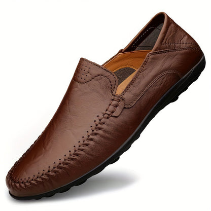 Scarpe casual da lavoro slip-on da uomo CLOHOO - Tomaia in pelle traspirante di secondo strato, comoda fodera in PU e suola in gomma, versatili per tutte le stagioni per ufficio, viaggi e vacanze - Nero, aspetto raffinato | Suola in gomma robusta, Dre