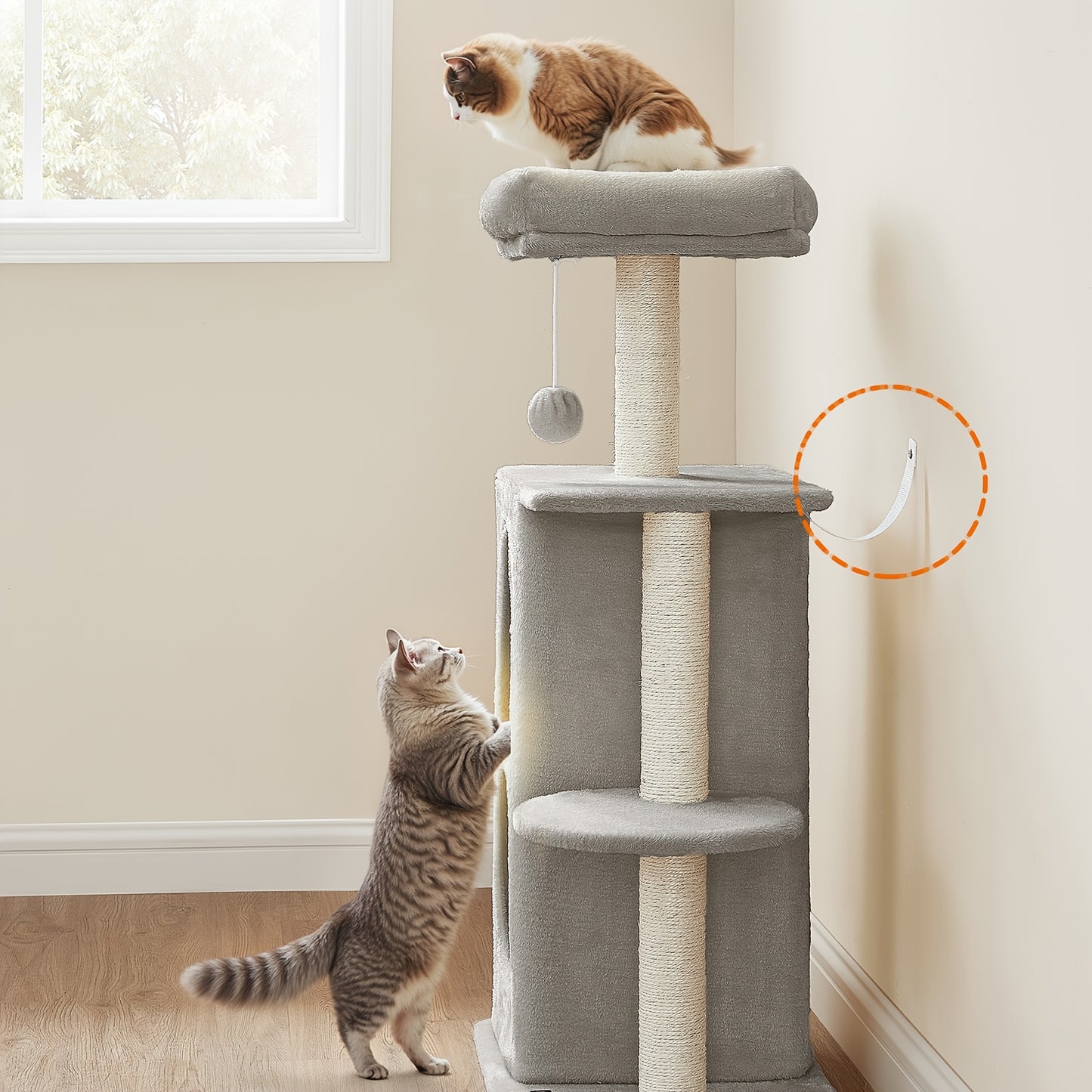 Tree for Cats with 2 Caves, Scratching Post, for Homes with Multiple Cats, Kittens