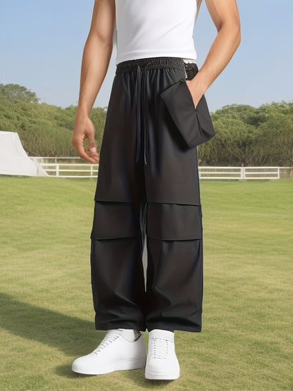 Men's Solid Color Baggy Cargo Pants, Casual Comfy Outdoor Climbing Trousers As Gift