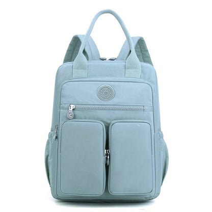 Zaino alla moda da donna, in nylon, con manico morbido, tinta unita, multitasche, con cerniera da viaggio, borse scolastiche femminili, zaino per laptop