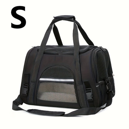Trasportino portatile per gatti con materassino in peluche - Borsa da viaggio traspirante di grande capacità per le gite con animali domestici, chiusura con cerniera, rete ventilata e fodera morbida, cinghie di sicurezza per auto e uso esterno
