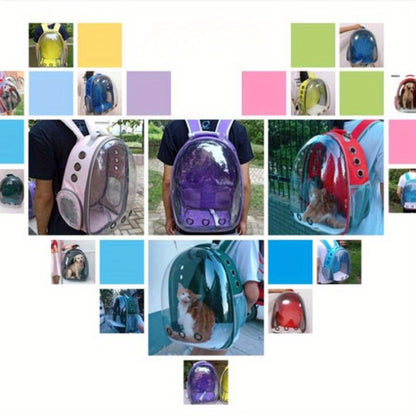 1pc Portable Pet Backpack with Zipper Closure, Hard-Sided Cat Carrier, Large Capacity Astronaut Capsule Bag, PC Material, Suitable for Various Outdoor Uses