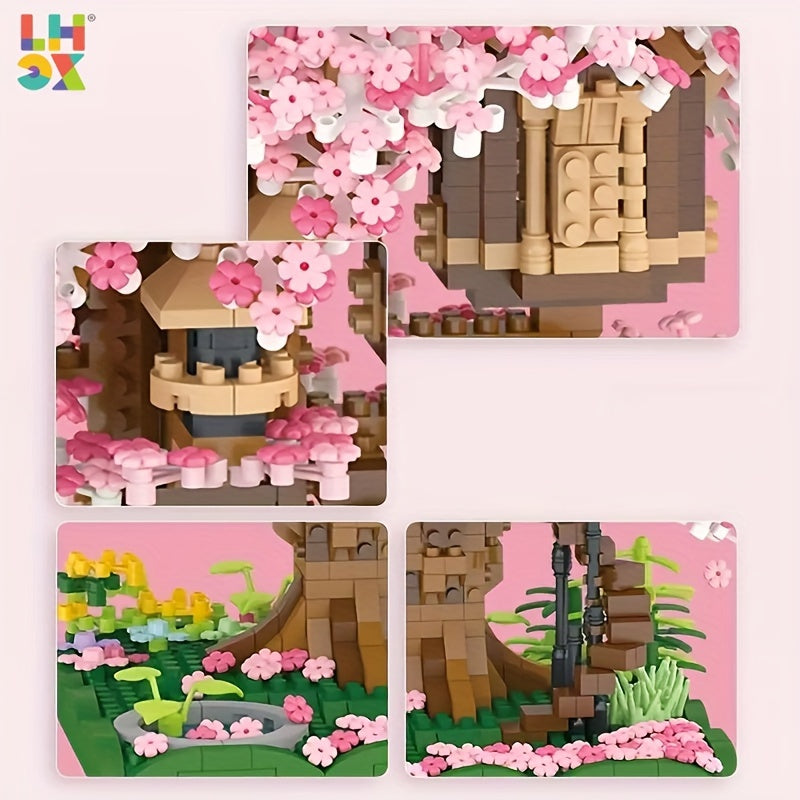 LHCX Cherry Bonsai Tree Building Sets For Girls, Mini Building Blocks Of Cherry Flower Bonsai Tree Kit, Mini Bricks Sakura Tree House, Halloween/Thanksgiving Day/Christmas Gift Easter Gift