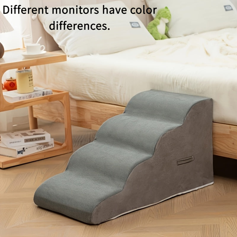 Washable Pet Ramp, Pet Safety Steps, Suitable for Senior Dogs - Non-slip high-density foam steps, diagonal design with soft flannel fabric, suitable for small and medium-sized dogs and cats, Pet Mobility Assist Fashion Ladder