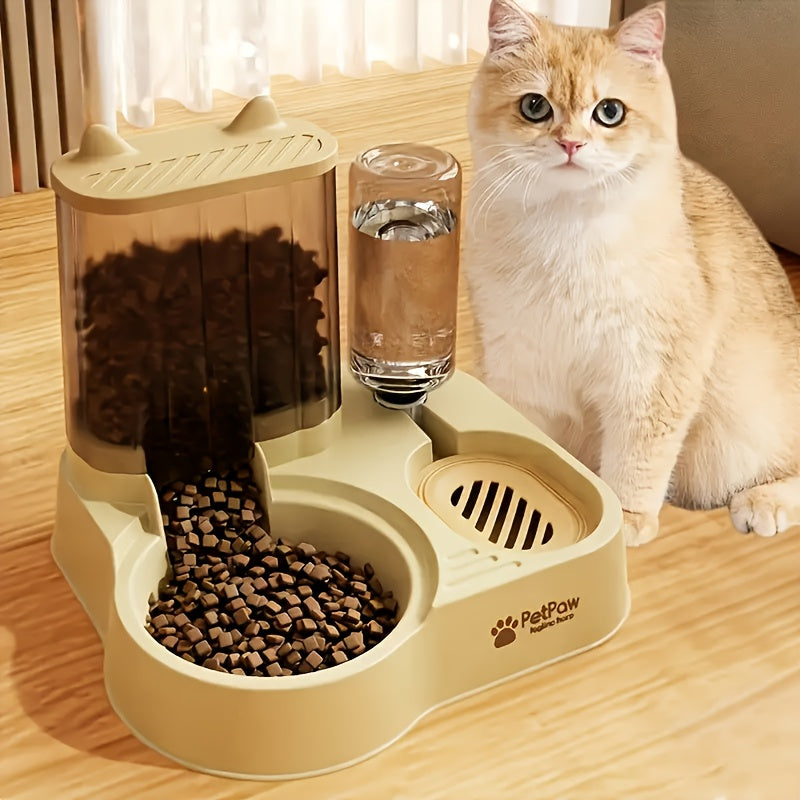 Automatic Gravity-Fed Pet Feeder System with 4 Size Options, Dual Wet/Dry Separation Design to Prevent Spills - No Batteries or Power Required. Suitable for Multiple Pets and Easy-to-Clean Durable Food & Water Dispenser; Idea