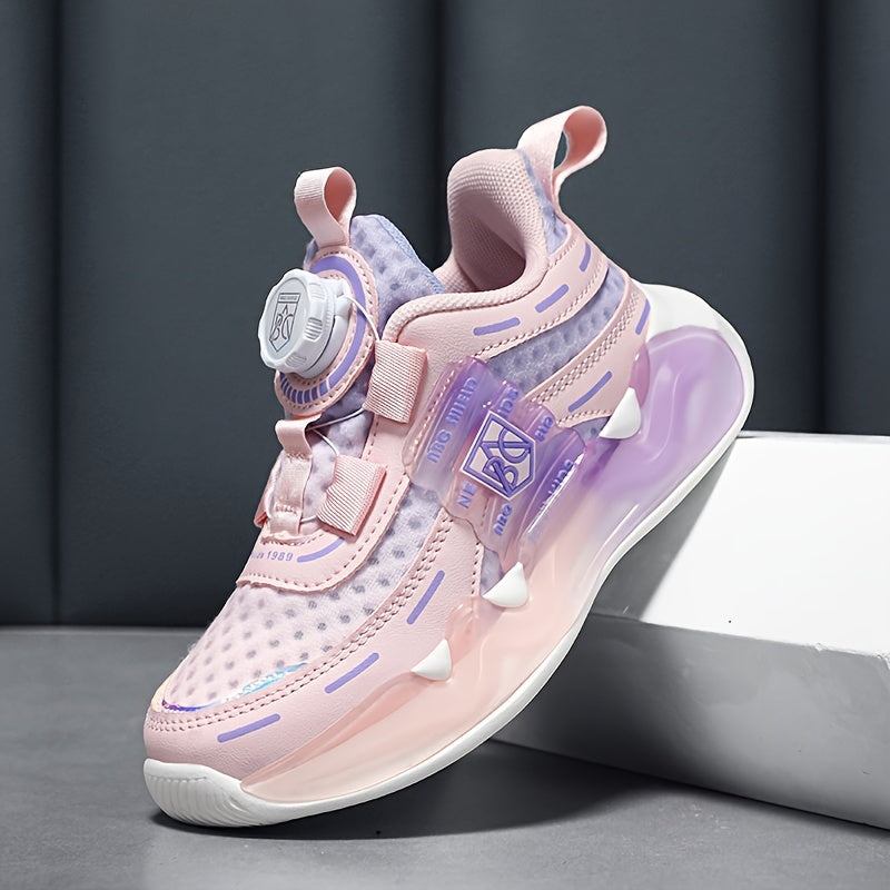 Sneakers basse casual con bottone girevole per ragazze, sneakers traspiranti, leggere e resistenti all'usura per la primavera e l'autunno