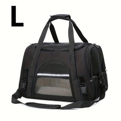 Trasportino portatile per gatti con materassino in peluche - Borsa da viaggio traspirante di grande capacità per le gite con animali domestici, chiusura con cerniera, rete ventilata e fodera morbida, cinghie di sicurezza per auto e uso esterno