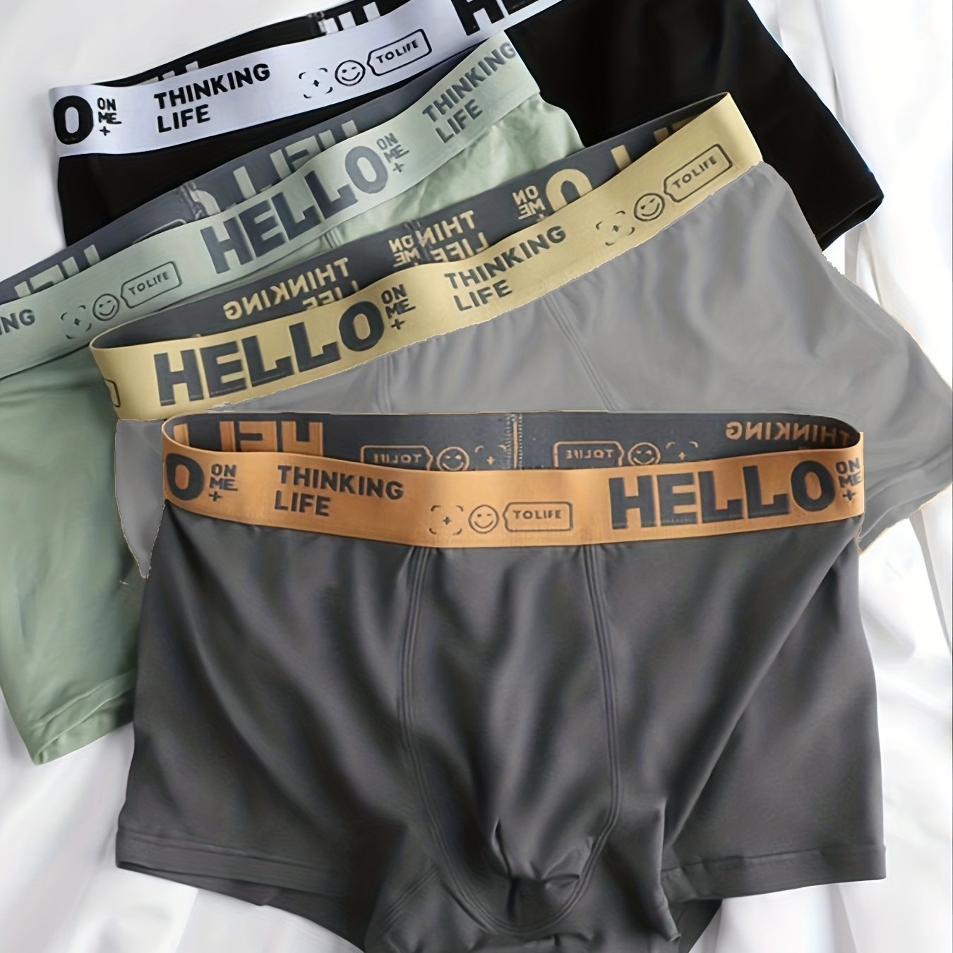 4PCS Men's Underpants Teenagers Men's Underpants Boxer Trendy Underpants Random Printing Non-positioning