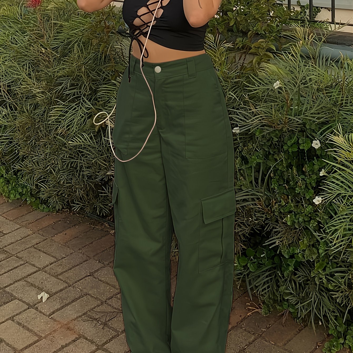 Y2K Women's Fashionable Street Hip-hop Retro Cargo Pants, Loose Large Pocket High Waist Straight Jeans Cargo Pants For Hiking, Women's Athleisure