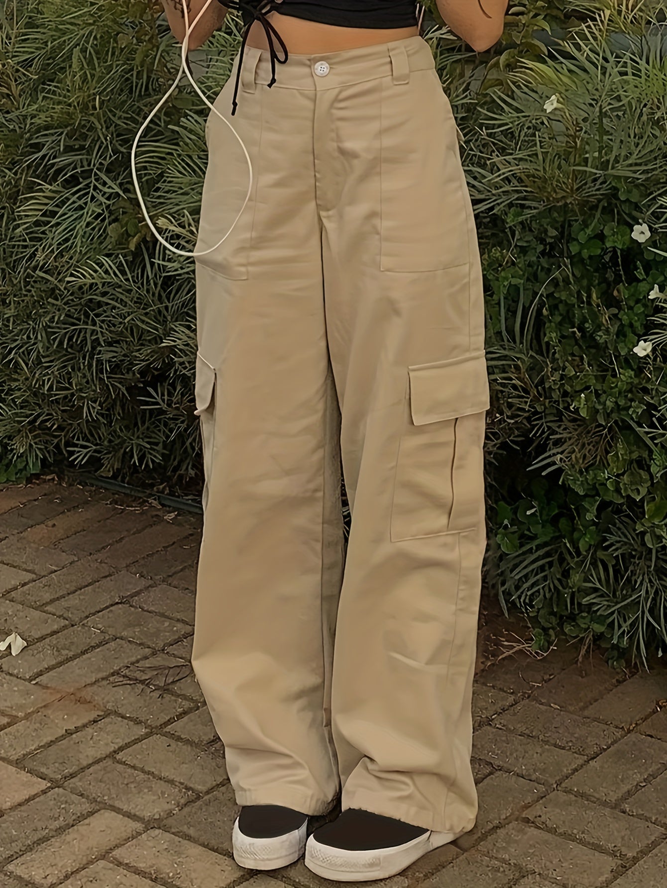 Y2K Women's Fashionable Street Hip-hop Retro Cargo Pants, Loose Large Pocket High Waist Straight Jeans Cargo Pants For Hiking, Women's Athleisure