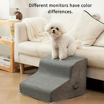 Washable Pet Ramp, Pet Safety Steps, Suitable for Senior Dogs - Non-slip high-density foam steps, diagonal design with soft flannel fabric, suitable for small and medium-sized dogs and cats, Pet Mobility Assist Fashion Ladder