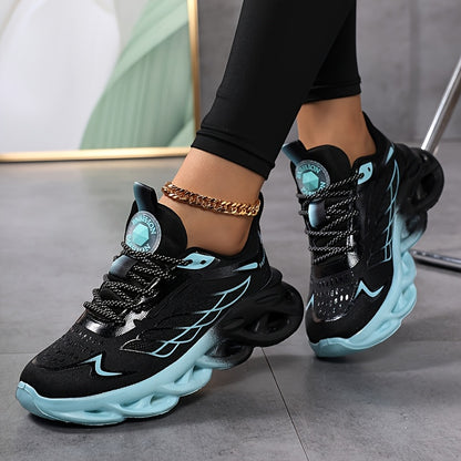 Women'S Breathable Mesh Running Sneakers - Lightweight, Height-Boosting Casual Sneakers with Phylon Sole, All-Season Comfort, Blue & White Design, Perfect for Casual Attire or Outdoor Activities