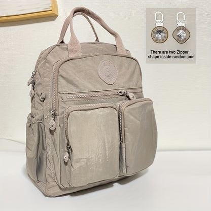 Zaino alla moda da donna, in nylon, con manico morbido, tinta unita, multitasche, con cerniera da viaggio, borse scolastiche femminili, zaino per laptop