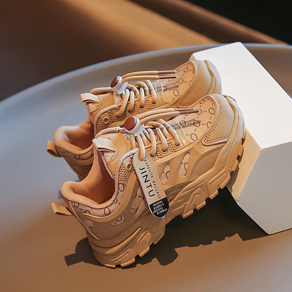 Sneakers alla moda per ragazze - Scarpe da corsa traspiranti, con suola in gomma antiscivolo e chiusura con lacci per bambine e ragazze