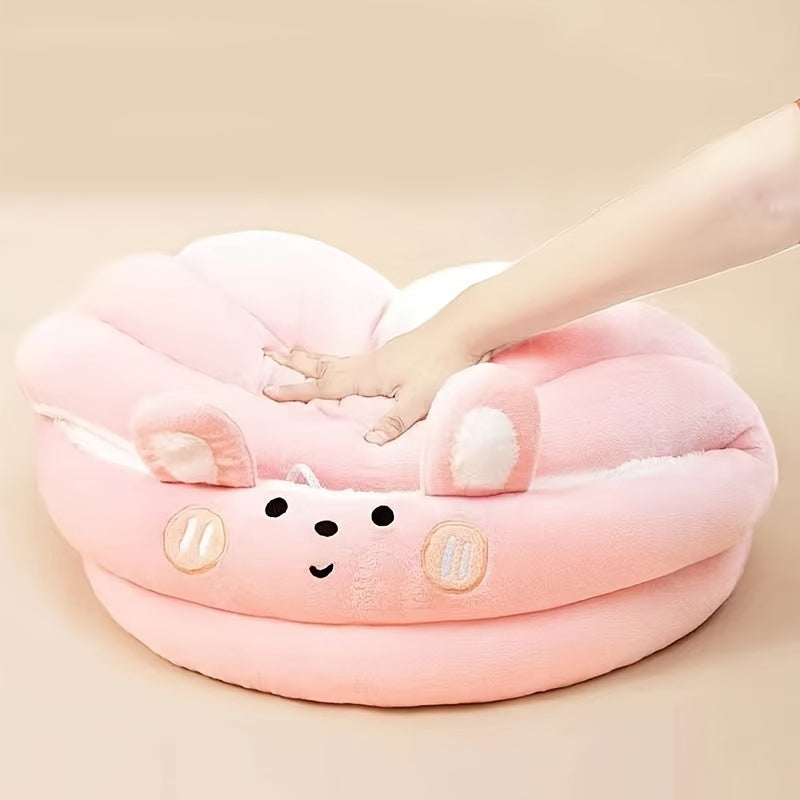 [Comfort accogliente] Cuccia per gatti rosa in peluche per gatti da interno - Stile contemporaneo, non assemblabile, con cuccia imbottita morbida rimovibile e lavabile, con graziose orecchie da coniglio e una simpatica palla sospesa, cuccia per gattini
