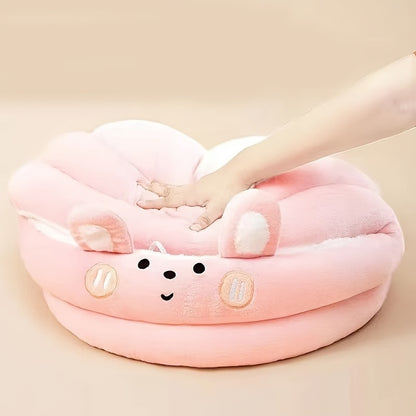 [Comfort accogliente] Cuccia per gatti rosa in peluche per gatti da interno - Stile contemporaneo, non assemblabile, con cuccia imbottita morbida rimovibile e lavabile, con graziose orecchie da coniglio e una simpatica palla sospesa, cuccia per gattini