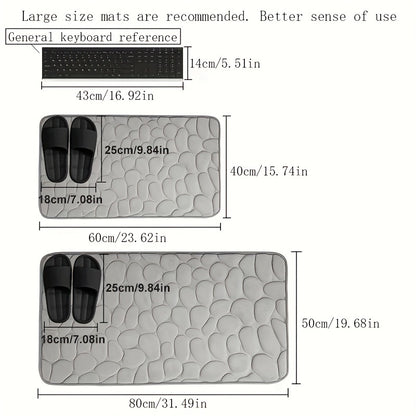 1pc Soft and Comfortable Memory Foam Bath Rug with Cobblestone Embossment - Rapid Water Absorbent and Washable - Non-Slip - Perfect for Shower Room and Bathroom Accessories, Bathroom decorations, kitchen Area Rugs, bedrooom,