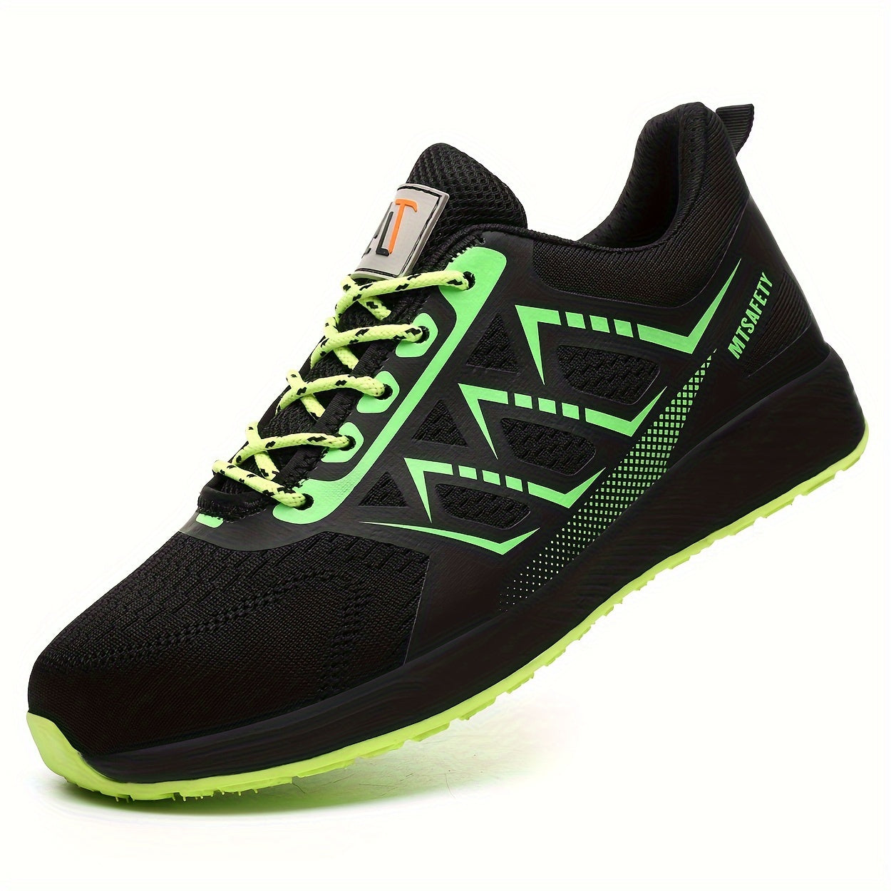 Scarpe antinfortunistiche da lavoro antiscivolo antiforatura con punta in acciaio da uomo, scarpe da ginnastica traspiranti in maglia intrecciata per edilizia industriale