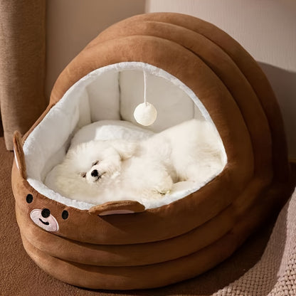 [Comfort accogliente] Cuccia per gatti rosa in peluche per gatti da interno - Stile contemporaneo, non assemblabile, con cuccia imbottita morbida rimovibile e lavabile, con graziose orecchie da coniglio e una simpatica palla sospesa, cuccia per gattini