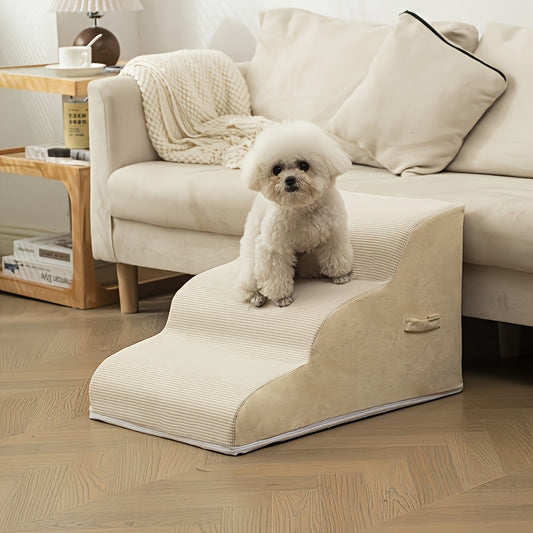 Washable Pet Ramp, Pet Safety Steps, Suitable for Senior Dogs - Non-slip high-density foam steps, diagonal design with soft flannel fabric, suitable for small and medium-sized dogs and cats, Pet Mobility Assist Fashion Ladder