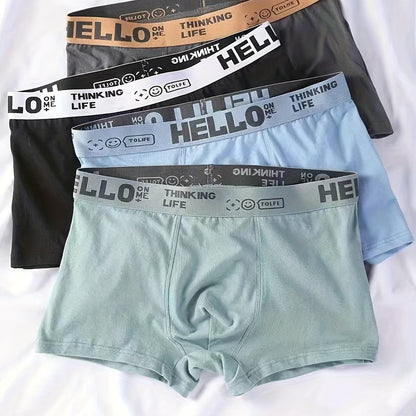 4PCS Men's Underpants Teenagers Men's Underpants Boxer Trendy Underpants Random Printing Non-positioning