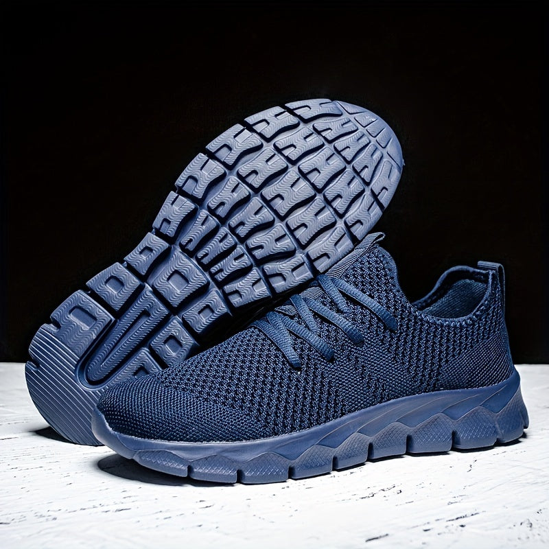 Men's Lightweight Breathable Running Shoe, Lace-Up Casual Sneakers for Gym, Jogging & Daily Wear (All-Season, Solid Color)
