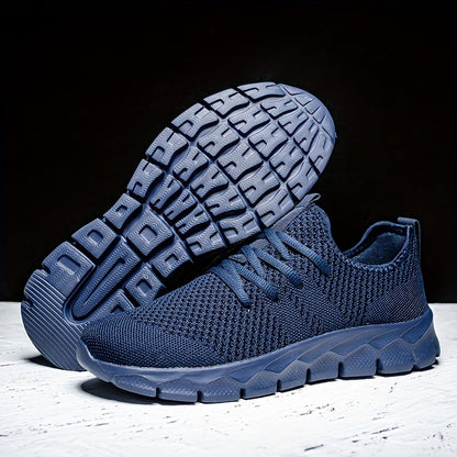 Men's Lightweight Breathable Running Shoe, Lace-Up Casual Sneakers for Gym, Jogging & Daily Wear (All-Season, Solid Color)
