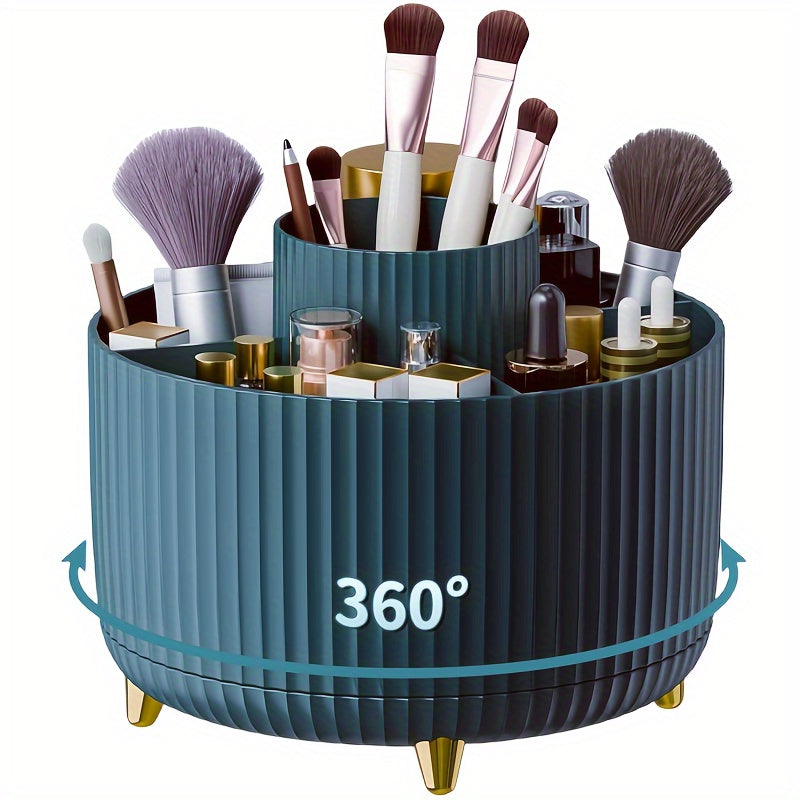 Organizer per il trucco girevole a 360° - 1 contenitore per cosmetici in plastica con 5 scomparti - Supporto multifunzionale per pennelli, rossetti, prodotti per la cura della pelle e cancelleria - Resistente