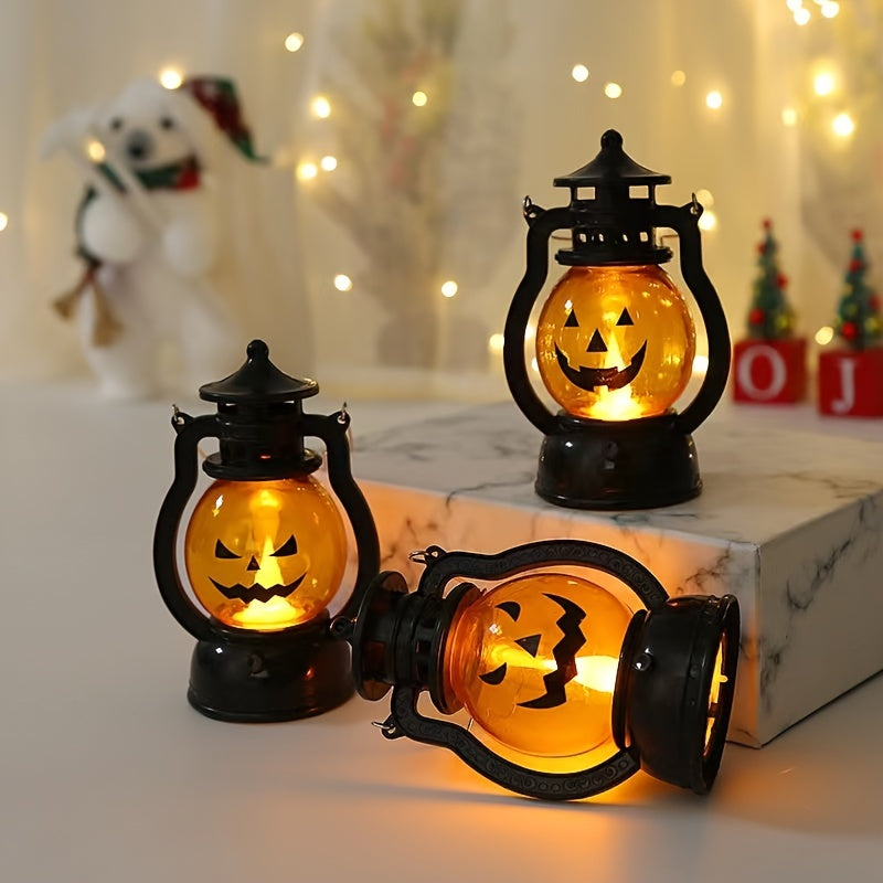 1pc Halloween Oil Lamp, Portable Pumpkin Skull Pony Lantern, Bar Party Atmosphere Light, Halloween Decoration