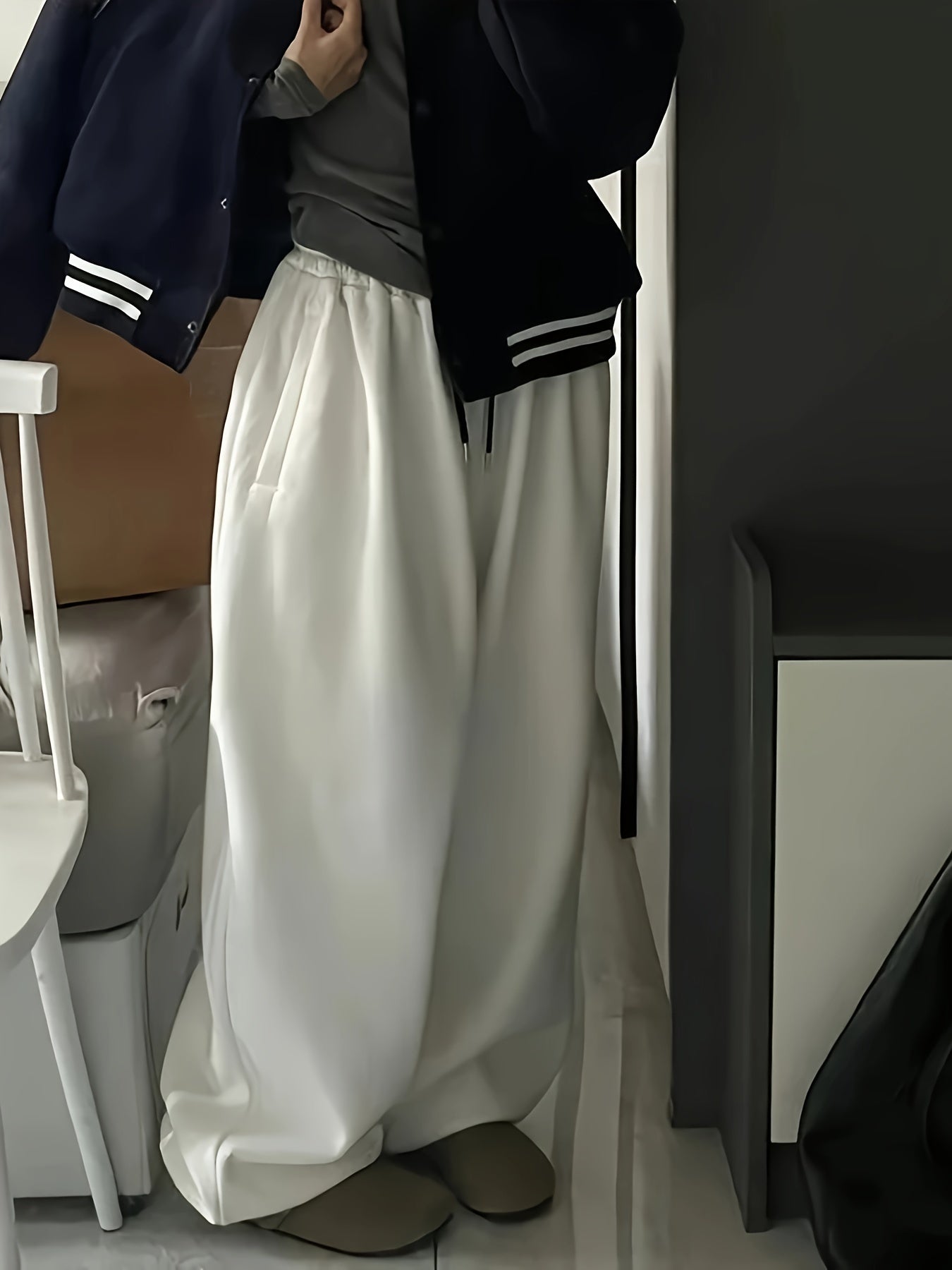 Pantaloni jogger con coulisse in tinta unita, pantaloni sportivi larghi e casual, abbigliamento da donna