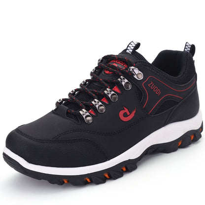 Men's Durable Low Top Lace Up Sneakers For Outdoor Walking Jogging Hiking, Mountain Climbing Comfy