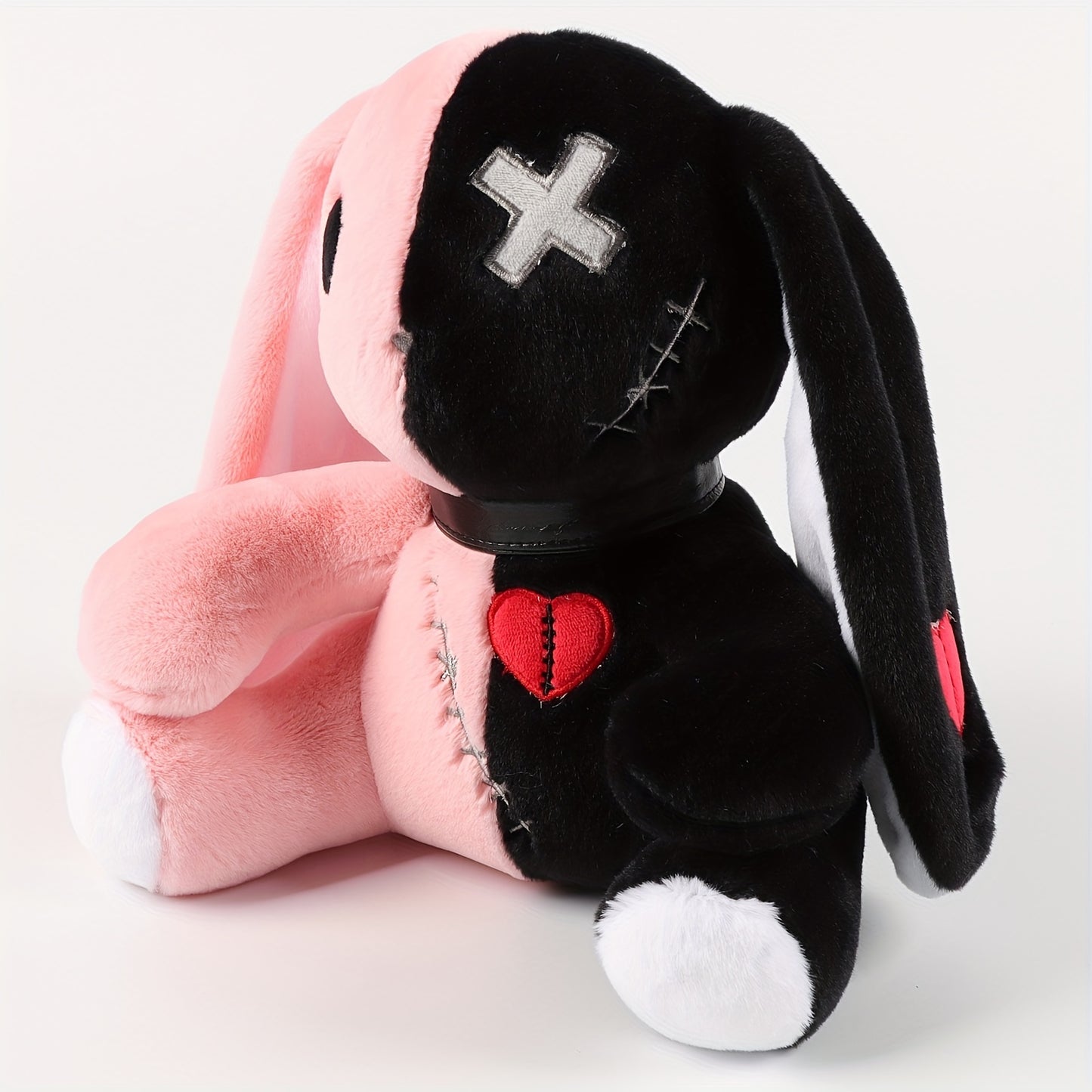 25cm/9.84in Creepy Gothic Bunny Plush, Spooky Bunny Stuffed Animal Cute Horror Dreadful Bunny Doll, Crazy Rabbit Plushie Toys For Halloween Easter Christmas Birthday Gift