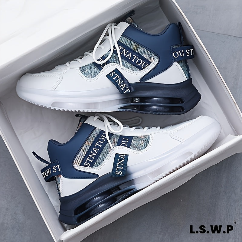 Unisex High-Top Sneakers | Fashionable Casual Street Style, Lace-Up, Faux and Fabric, EVA and TPU Sole, Round Toe - L.S.W.P