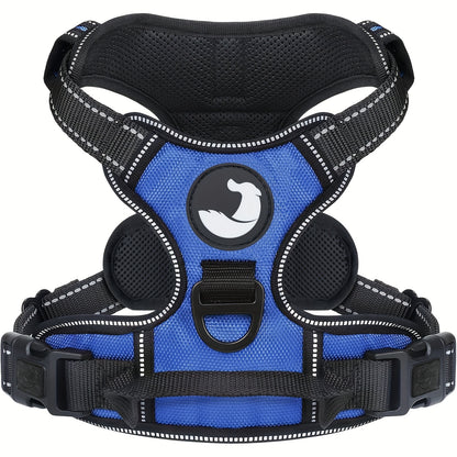 Dog Harness, Reflective No Choke Pet Vest With Front And Back 2 Leash Clips, Soft Padded Dog Harnesses With Easy Control Handle For Training And Walking