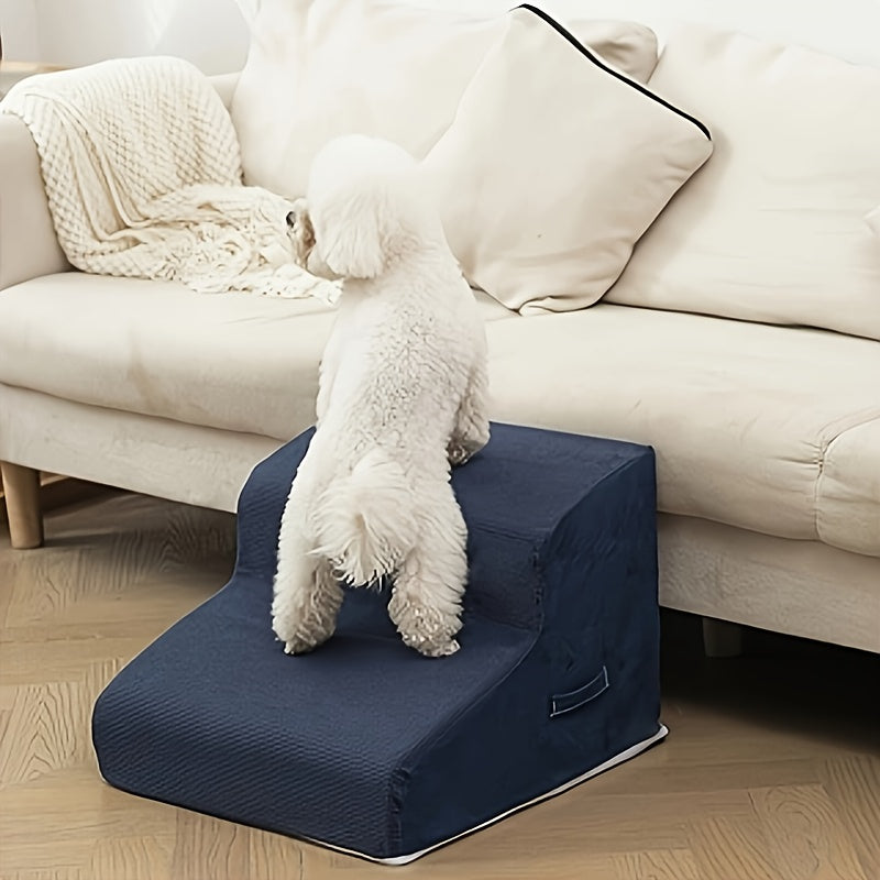 Washable Pet Ramp, Pet Safety Steps, Suitable for Senior Dogs - Non-slip high-density foam steps, diagonal design with soft flannel fabric, suitable for small and medium-sized dogs and cats, Pet Mobility Assist Fashion Ladder