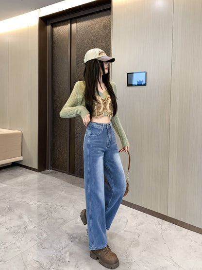 Vintage Wide Leg Jeans, Slant Pocket Loose Stylist Streetwear Baggy Denim Pants, Women's Denim Jeans & Clothing