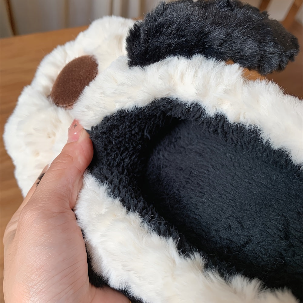 XIXITIAO Simpatiche scarpe da casa pelose con cuccioli di cartone animato per ragazzi, comode scarpe da passeggio con fondo morbido antiscivolo per interni, autunno e inverno