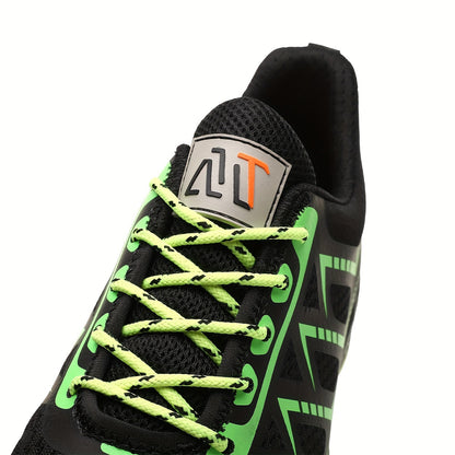 Scarpe antinfortunistiche da lavoro antiscivolo antiforatura con punta in acciaio da uomo, scarpe da ginnastica traspiranti in maglia intrecciata per edilizia industriale