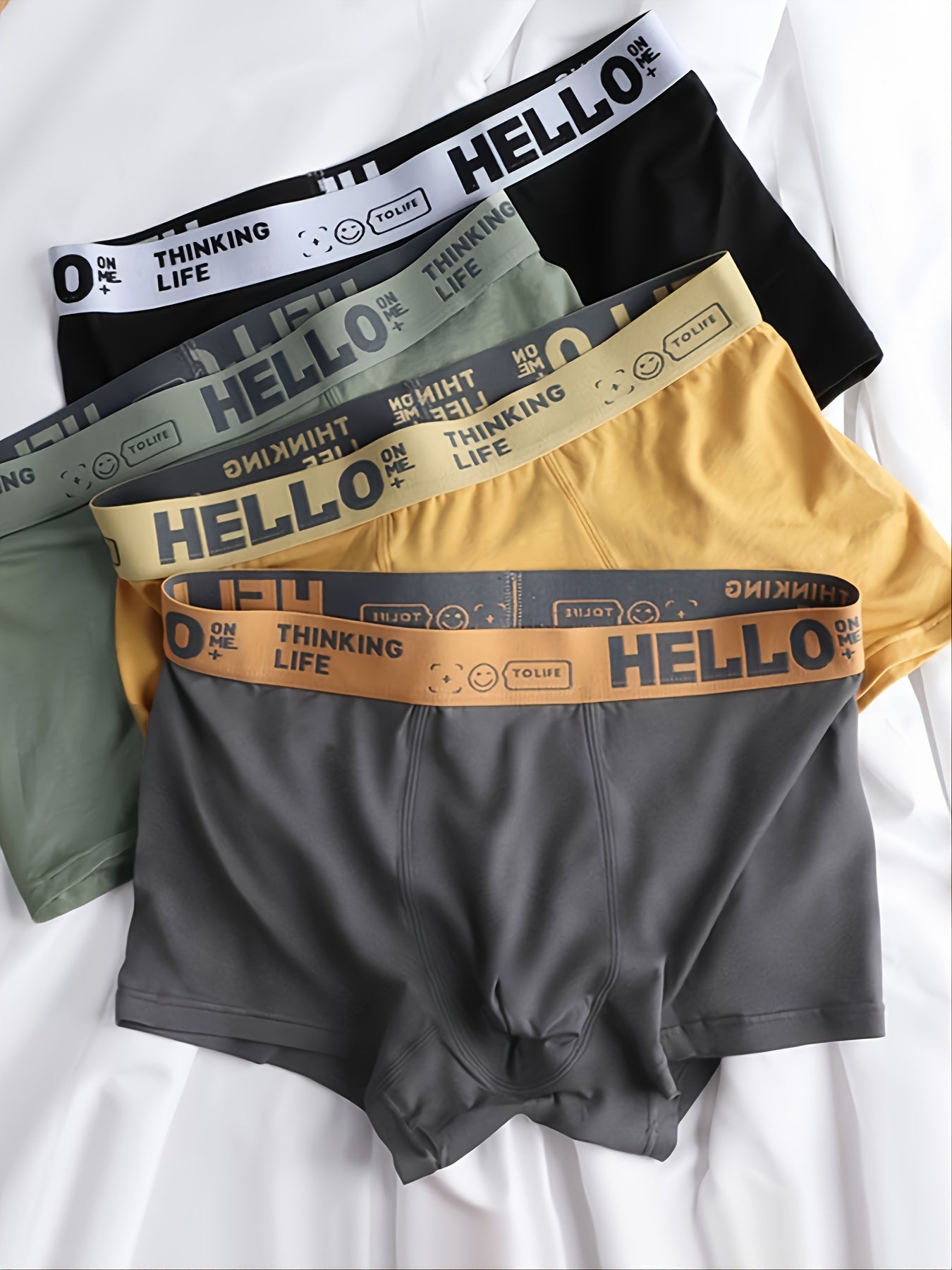 4PCS Men's Underpants Teenagers Men's Underpants Boxer Trendy Underpants Random Printing Non-positioning
