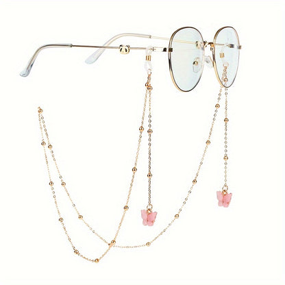 Cute Butterfly Pendant Eyewear Chain Multi-Purpose Anti-Slip Glasses Lanyard For Sunglasses & Readers