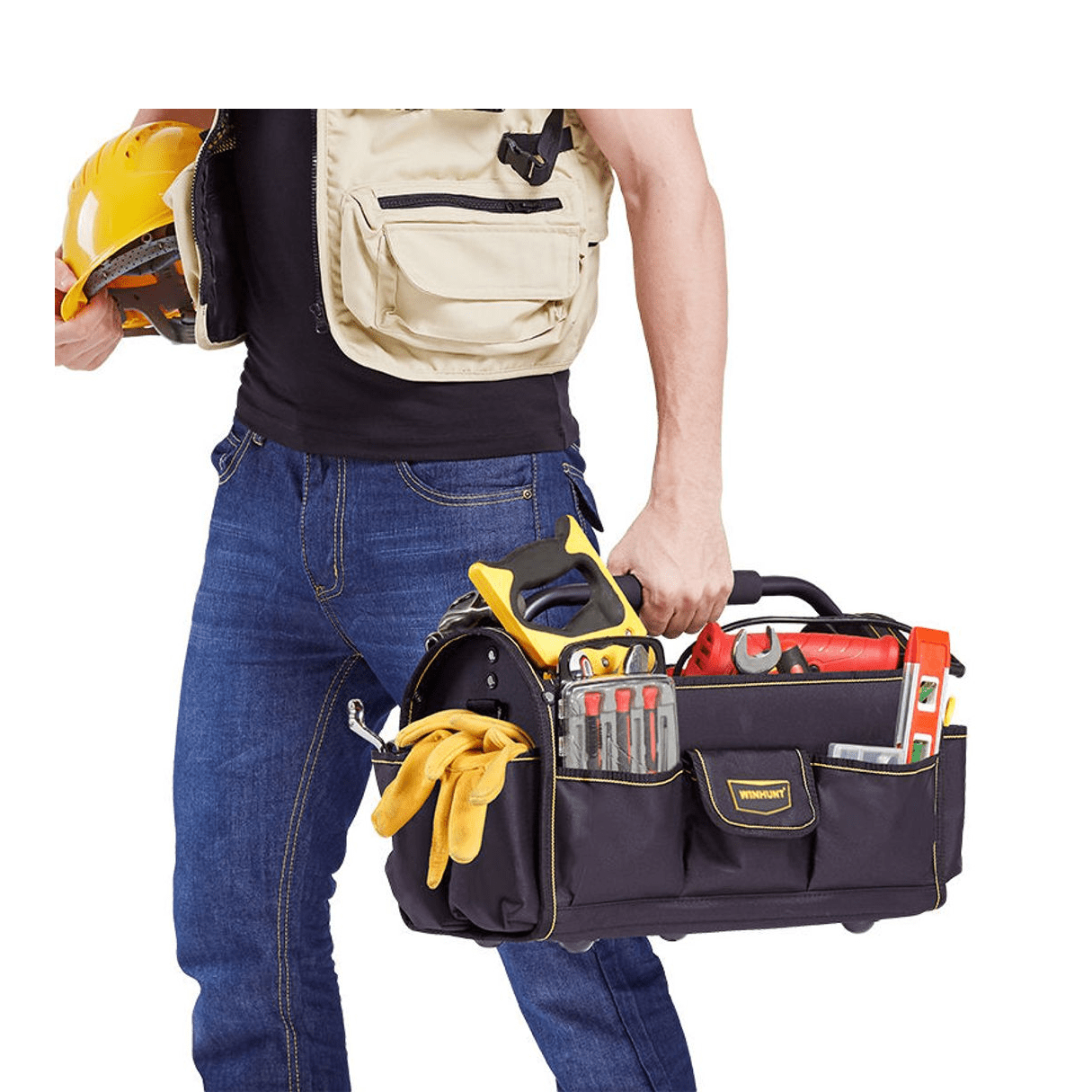 WINHUNT Electrician Tool Bag: Strong, Durable Canvas, Portable & Multi-functional for Maintenance & Carpentry!