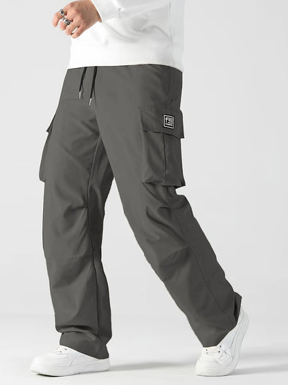 Men's Stylish Cargo Pants - Casual Loose Fit with Multiple Pockets, Perfect for Spring/Fall Outdoor Activities