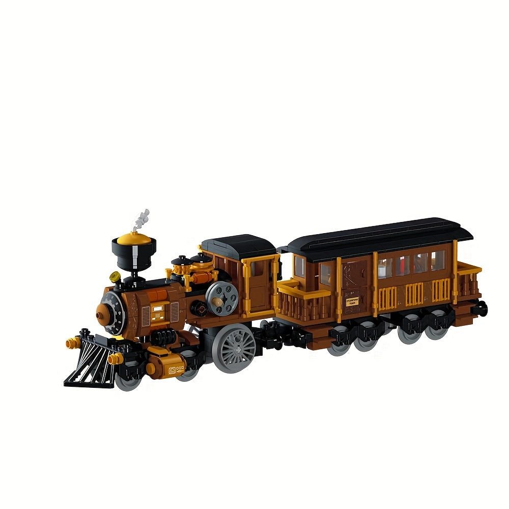 Set di mattoncini da costruzione con illuminazione a LED a forma di treno steampunk - Adatto a bambini dai 14 anni in su - Materiale ABS - Marchio RiceBlock