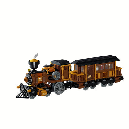 Set di mattoncini da costruzione con illuminazione a LED a forma di treno steampunk - Adatto a bambini dai 14 anni in su - Materiale ABS - Marchio RiceBlock